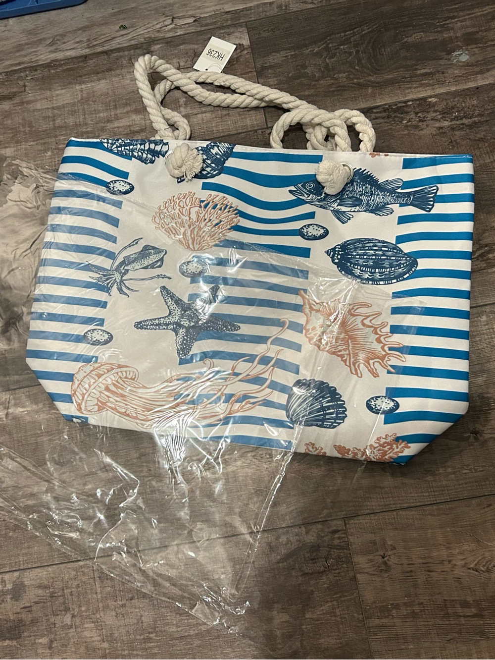 Private Label Blue and Cream Nautical Tote Bag